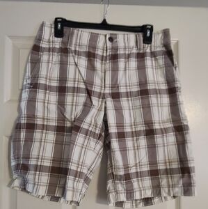 Vintage Express Plaid Men's Shorts in Brown and White 30